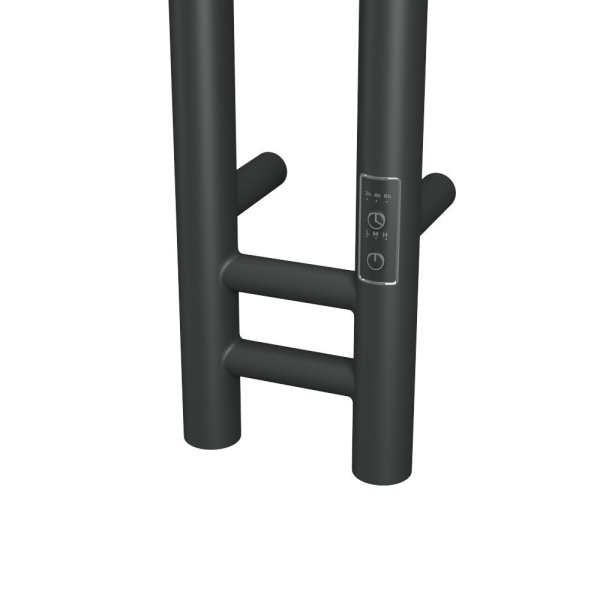 Полотенцесушитель дизайнерский электрический, BAU Stella 10х160, 2 коллектора, 2 крючка, черный матовый RAL 9005