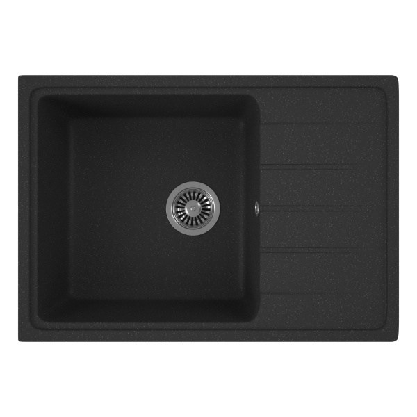 Мойка для кухни с крылом BAU Stil Pro 60х42 без выпуска, черный камень