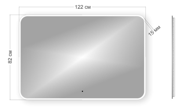 Зеркало Bau Palace Limited Edition 1200х800, сенсор на взмах, c LED подсветкой, защитный корпус с высокой светопроницаемостью, теплый свет