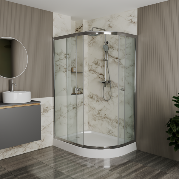 Душевой уголок BAU Dream Hit с поддоном 120x85х195, прозрачное закаленное стекло, хромированный профиль, левая