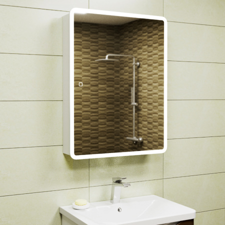 Зеркало-шкаф Bau Stil 60х80, LED подсветка, сенсор, плавное закрывание, оборачиваемый