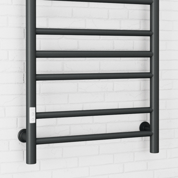 Полотенцесушитель электрический Маргроид BAU В10 50х80, П8 (3+3+2) с таймером слева, черный матовый RAL 9005