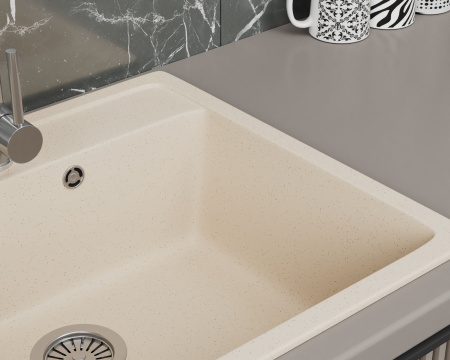 Мойка для кухни BAU Stil Sand 56х50, выпуск с сифоном в комплекте, бежевый песок