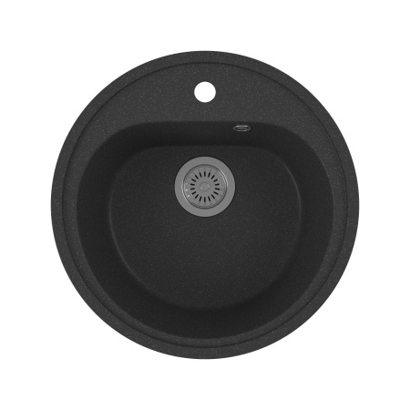 Мойка для кухни BAU Dream Black stone D 44, выпуск с сифоном в комплекте, черный камень