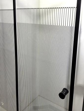 Душевой уголок квадратный BAU Stil pattern 90х90х195, с поддоном 12,5 см, закаленное стекло толщиной 5 мм, черные профили, с сифоном