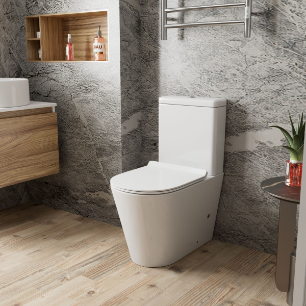 Унитаз напольный безободковый Bau Nimb PRO, 670X380X840, двойной смыв, сиденье микролифт