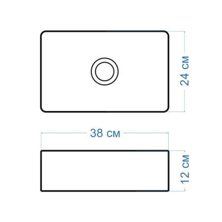 Раковина накладная со смесителем и выпуском (Умывальник BAU Mini прямоугольный, 38х24 белый + смеситель для раковины высокий Diadonna Dream, латунь, выпуск клик клак, белый)