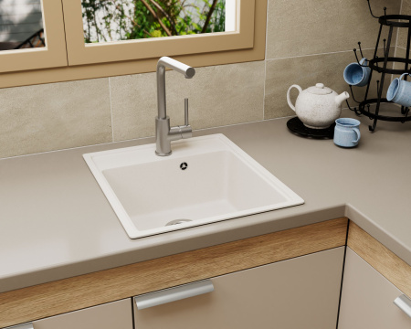 Мойка для кухни BAU Stil Pro 43х49, без выпуска, белый песок