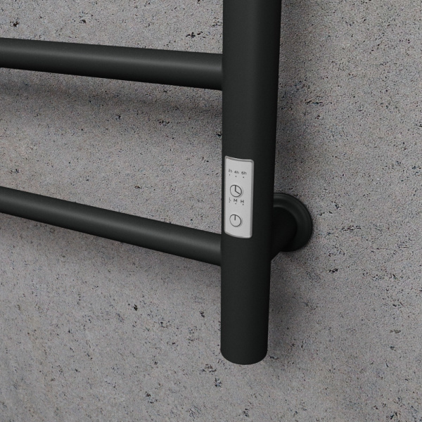 Полотенцесушитель электрический Маргроид BAU В10 100х50, П10 (3+4+3) таймер справа, черный матовый RAL 9005