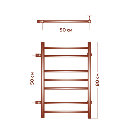 Полотенцесушитель водяной Маргроид BAU В10 50х80, П7 (2+3+2) боковое подключение 50, черный матовый RAL 9005