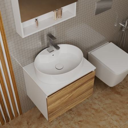 Комплект для ванной, 4 предмета (Тумба подвесная Bau Blackwood 60 + Раковина BAU 51х41, с отв. под см-ль + Смеситель Hotel Still, выпуск белый)