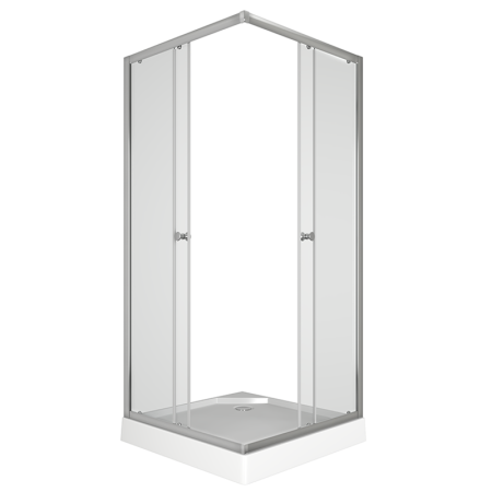 Душевой уголок BAU Stil Hit с поддоном 80x80х195, прозрачное закаленное стекло, хромированный профиль