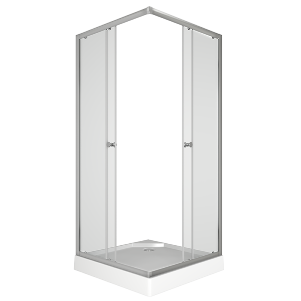 Душевой уголок BAU Stil Hit с поддоном 80x80х195, прозрачное закаленное стекло, хромированный профиль