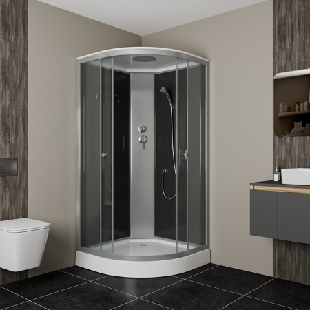 Душевая кабина BAU Dream Hit Black 100x100х215, прозрачное закаленное стекло, черная