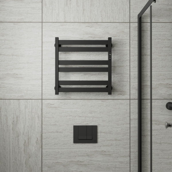 Полотенцесушитель дизайнерский электрический BAU Elite Black 53х52, подключение справа, черный матовый