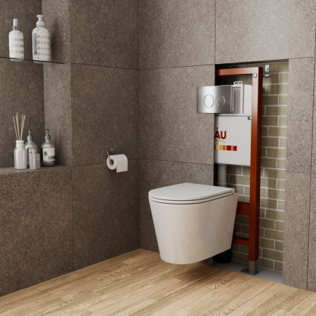 Комплект BAU 6 в 1: инсталляция BAU PRO, унитаз подвесной торнадо Bau Nimb Hurricane-3, сиденье дюропласт микролифт, клавиша BAU Dream, хром