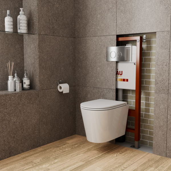 Комплект BAU 6 в 1: инсталляция BAU PRO, унитаз подвесной торнадо Bau Nimb Hurricane-2, сиденье дюропласт микролифт, клавиша BAU Dream, хром