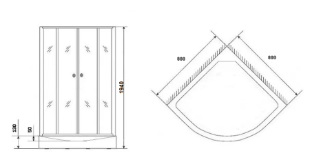 Душевой уголок BAU Dream Hit Black с поддоном 80x80х195, прозрачное закаленное стекло, черный профиль