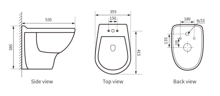 Унитаз подвесной безободковый Bau Novo, быстросъемное сиденье микролифт
