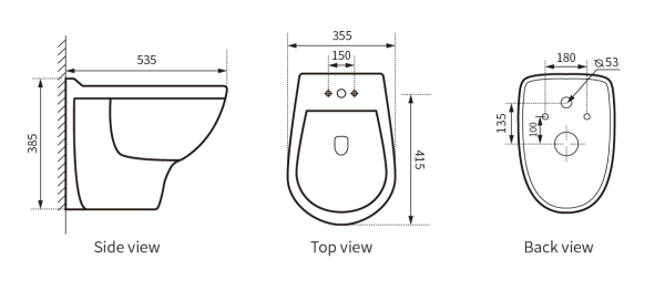 Унитаз подвесной безободковый Bau Novo, быстросъемное сиденье микролифт