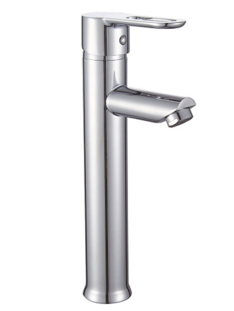 Раковина накладная со смесителем и выпуском (Умывальник BAU Mini прямоугольный, 38х24 белый + смеситель для раковины высокий Diadonna Dream, латунь, выпуск клик клак, белый)