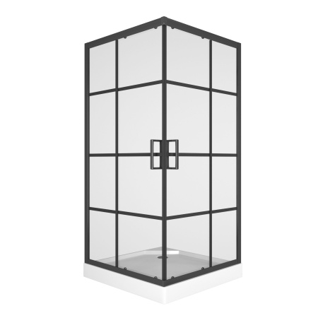 Душевой уголок квадратный BAU Stil square 90х90х195, с поддоном 12,5 см, закаленное стекло толщиной 5 мм, черные профили, с сифоном