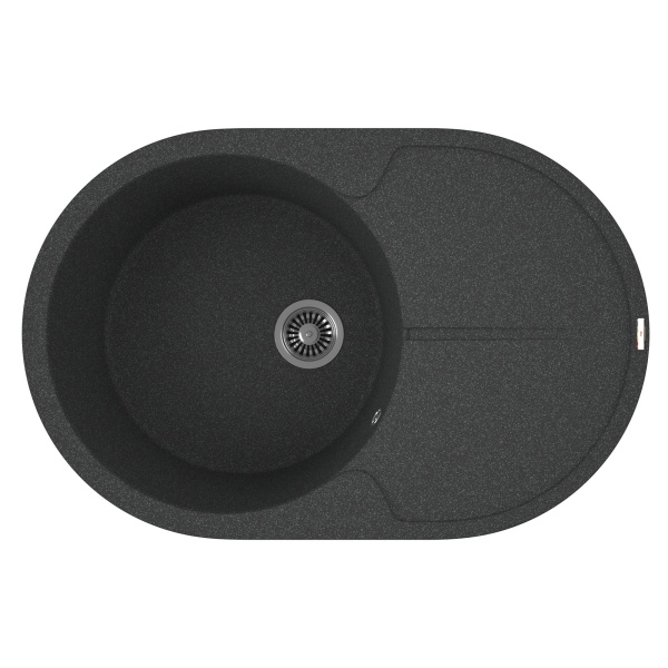 Мойка для кухни врезная кварцевая в комплекте с сифоном BAU Dream Black 78х51, черный