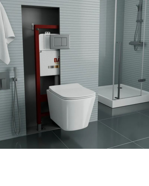 Унитаз подвесной безободковый Bau Stil 51, быстросъемное сиденье микролифт