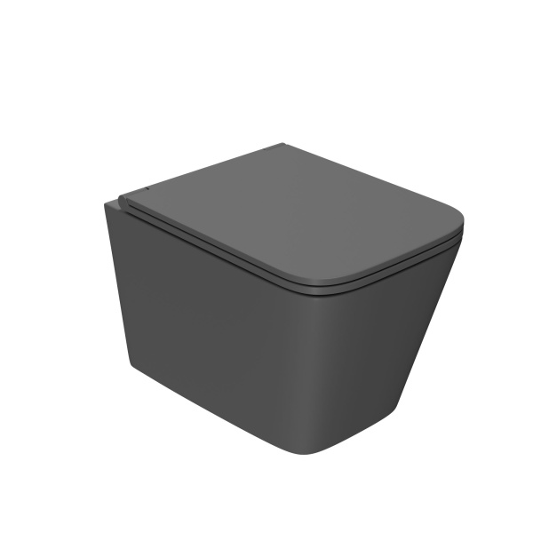 Комплект BAU 6 в 1: усиленная инсталляция BAU IDEAL, унитаз подвесной безободковый торнадо обратного потока Bau Stil Hurricane-2 темно-серый матовый, сиденье микролифт, клавиша BAU Round, хром