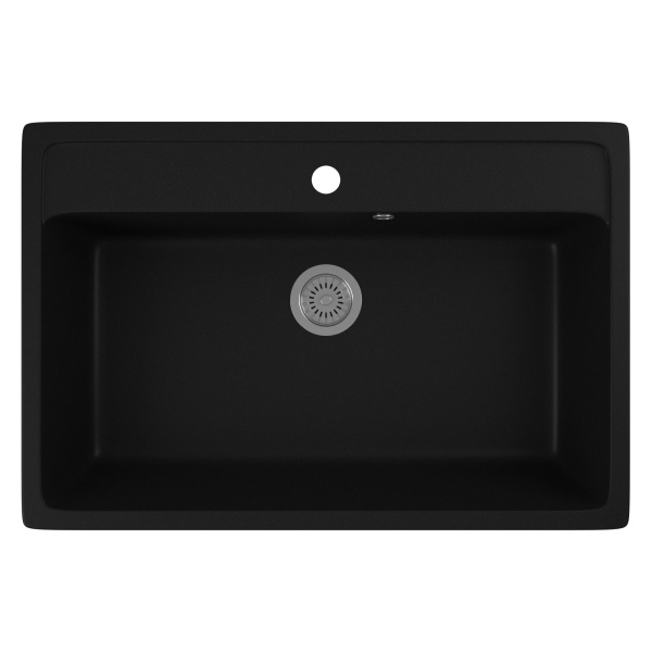 Мойка для кухни BAU Stil Black coal 76х51, выпуск с сифоном в комплекте, черный уголь