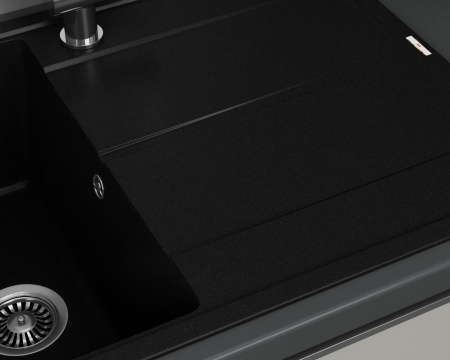 Мойка для кухни врезная кварцевая в комплекте с сифоном BAU Stil Anthracite 78х51, антрацит