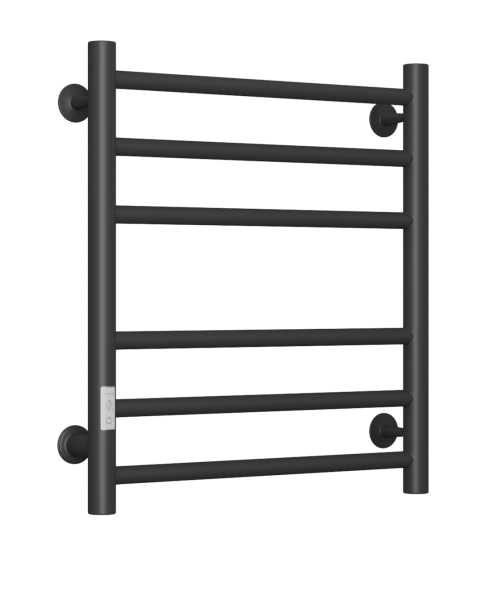 Полотенцесушитель электрический Маргроид BAU В10 50х60, П 6 (3+3) с таймером слева, скрытый монтаж черный матовый