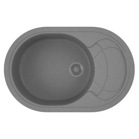 Мойка для кухни оборачиваемая овальная BAU Nimb Gray stone 78х50, выпуск с сифоном в комплекте, серый камень