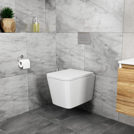 Унитаз подвесной безободковый вихревой Bau Stil Hurricane, быстросъемное тонкое сиденье дюропласт микролифт