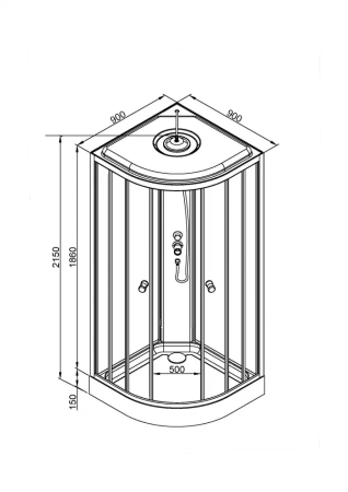 Душевая кабина BAU Dream Hit Black 90x90х215, прозрачное закаленное стекло, белая