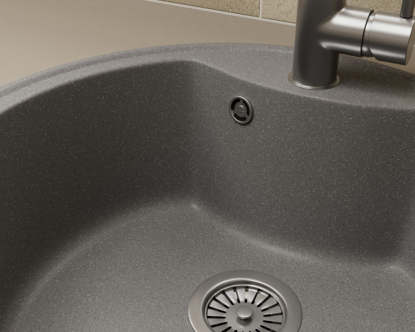 Мойка для кухни BAU Dream Gray stone D 51, выпуск с сифоном в комплекте, серый камень