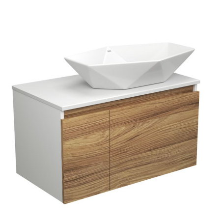 Тумба с раковиной (тумба подвесная под раковину Bau Dream Blackwood 80 + раковина накладная на столешницу BAU Crystal 64х40, белая)