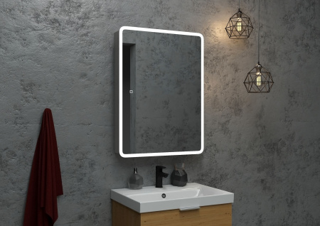Зеркало-шкаф Bau Stil 60х80, LED подсветка, сенсор, плавное закрывание, оборачиваемый