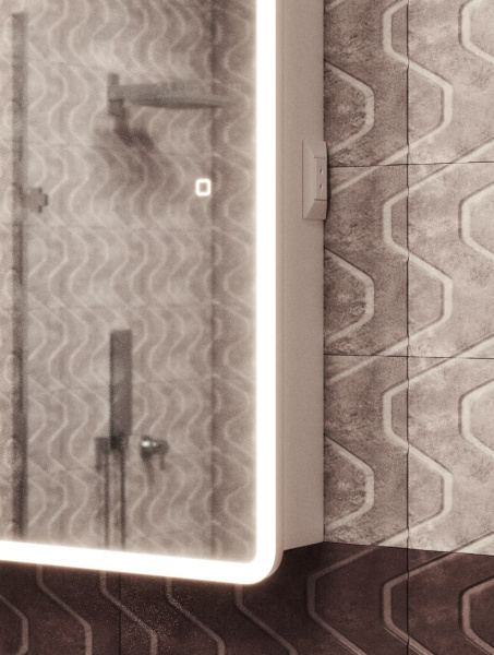 Зеркальный шкаф Bau Stil 50х80, LED подсветка, сенсор, плавное закрывание, оборачиваемый