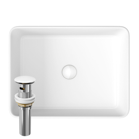 Раковина накладная на столешницу BAU Hotel прямоугольная 48х37, белая, выпуск клик клак, белый