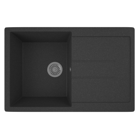 Мойка для кухни оборачиваемая с крылом BAU Stil Black stone 77х50, выпуск с сифоном в комплекте, черный камень