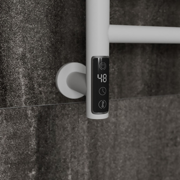 Полотенцесушитель дизайнерский электрический BAU Nimb Elegant White 60х50, подключение нижнее, белый матовый