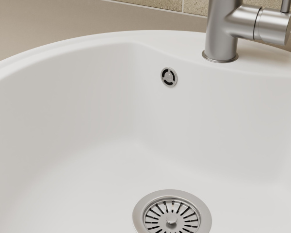 Мойка для кухни BAU Dream White snow D 51, выпуск с сифоном в комплекте, белый снег