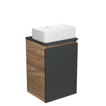Тумба с раковиной (тумба Bau Dream Blackwood 40, графит + раковина санфаянс накладная прямоугольная BAU Hotel mini Размер 38х24)