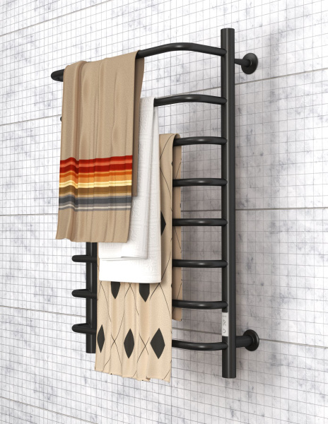 Полотенцесушитель электрический Маргроид BAU В8 Каскад 50х80, П8 с таймером справа, черный матовый RAL 9005