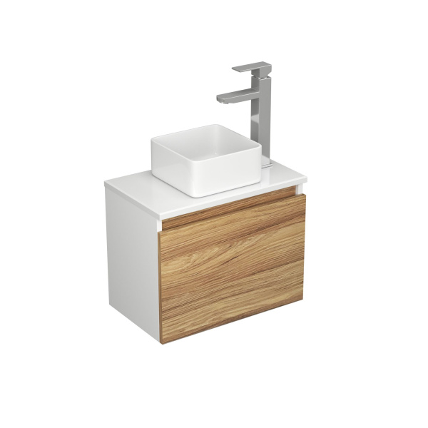 Комплект для ванной, 3 предмета (Тумба Bau Dream Blackwood 50, раковина BAU Mini 24х24, смеситель для раковины высокий Hotel Still, нержавеющая сталь)