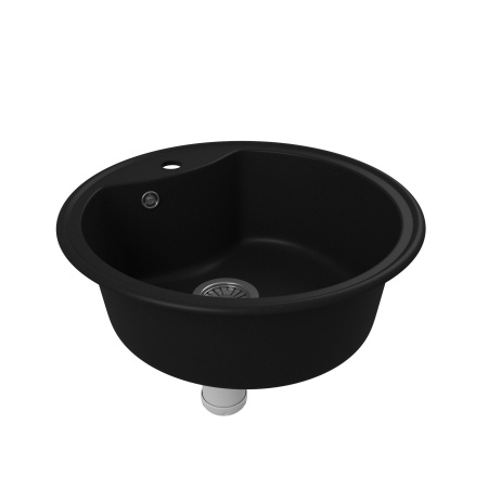 Мойка для кухни BAU Dream Black coal D 51, выпуск с сифоном в комплекте, черный уголь