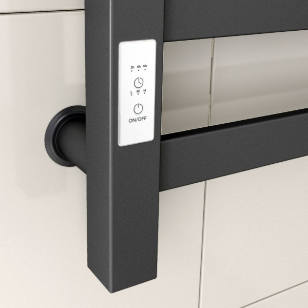 Полотенцесушитель электрический профильный Маргроид BAU В81/10 Gun Grey 50х80, темно-серый металлик с таймером слева