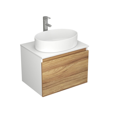 Раковина накладная со смесителем и выпуском (Умывальник BAU Nimb овальная 50х36, белый + смеситель для раковины высокий Diadonna Dream, латунь, выпуск клик клак, хром)