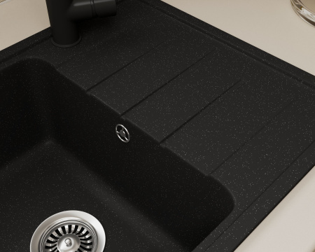 Мойка для кухни с крылом BAU Stil Pro 60х42 без выпуска, черный камень